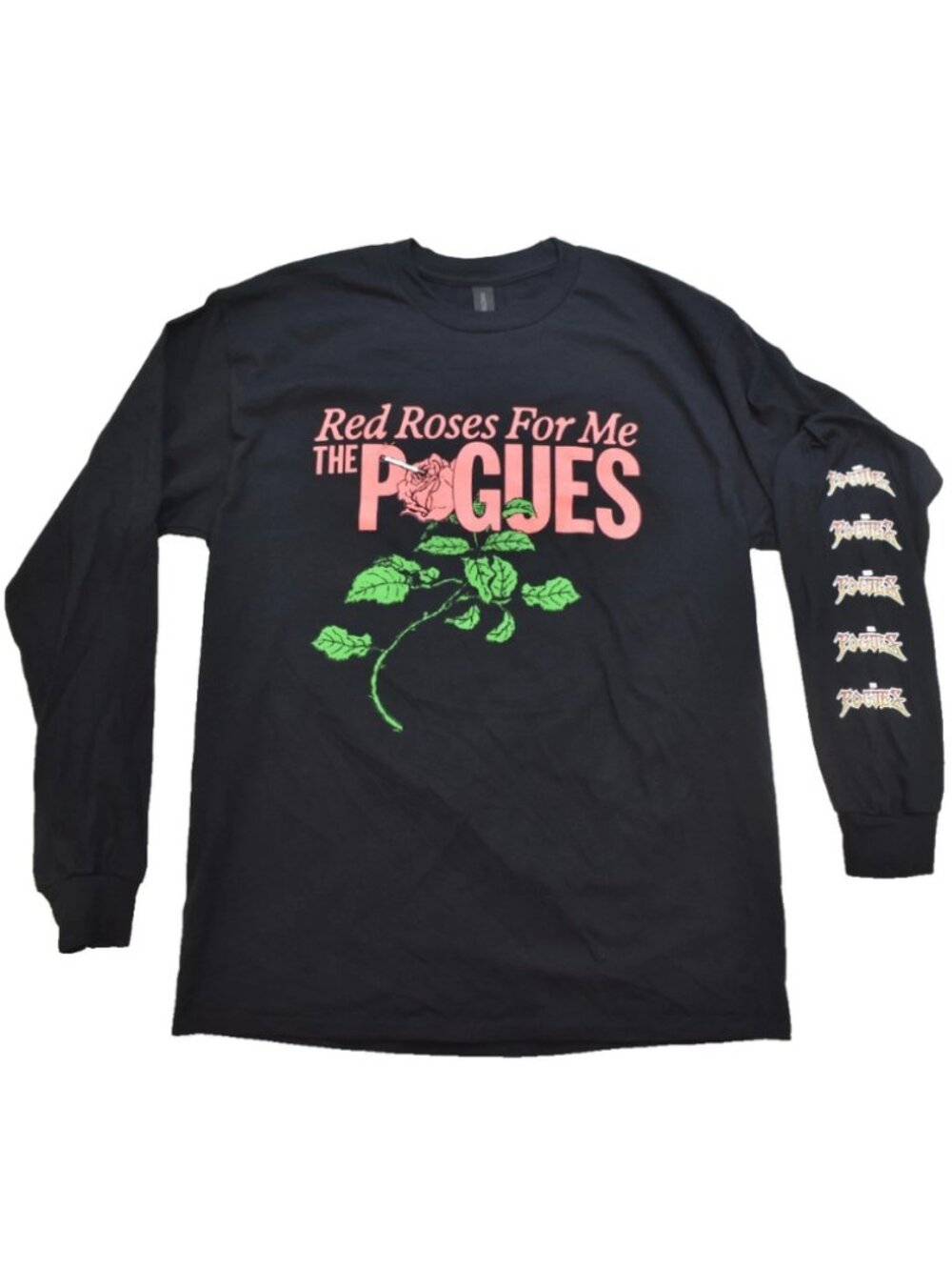 The Pogues Mens Red Roses For Me Official Band Merch Black Shirt New M L XL